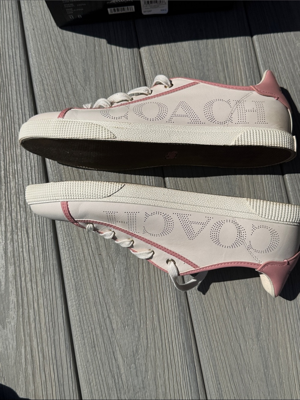 COACH C136 Leather Low-Top Sneakers Chalk Pink Size 11B with Logo EUC MSRP $228 - Picture 8 of 14